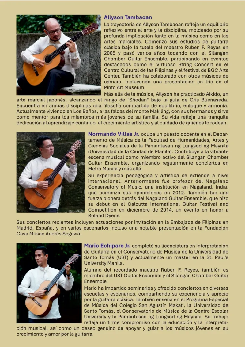 Programa de mano, interior (izquierda) – Guitarristas de Oriente, «En la otra forma de música», 13 de octubre de 2026