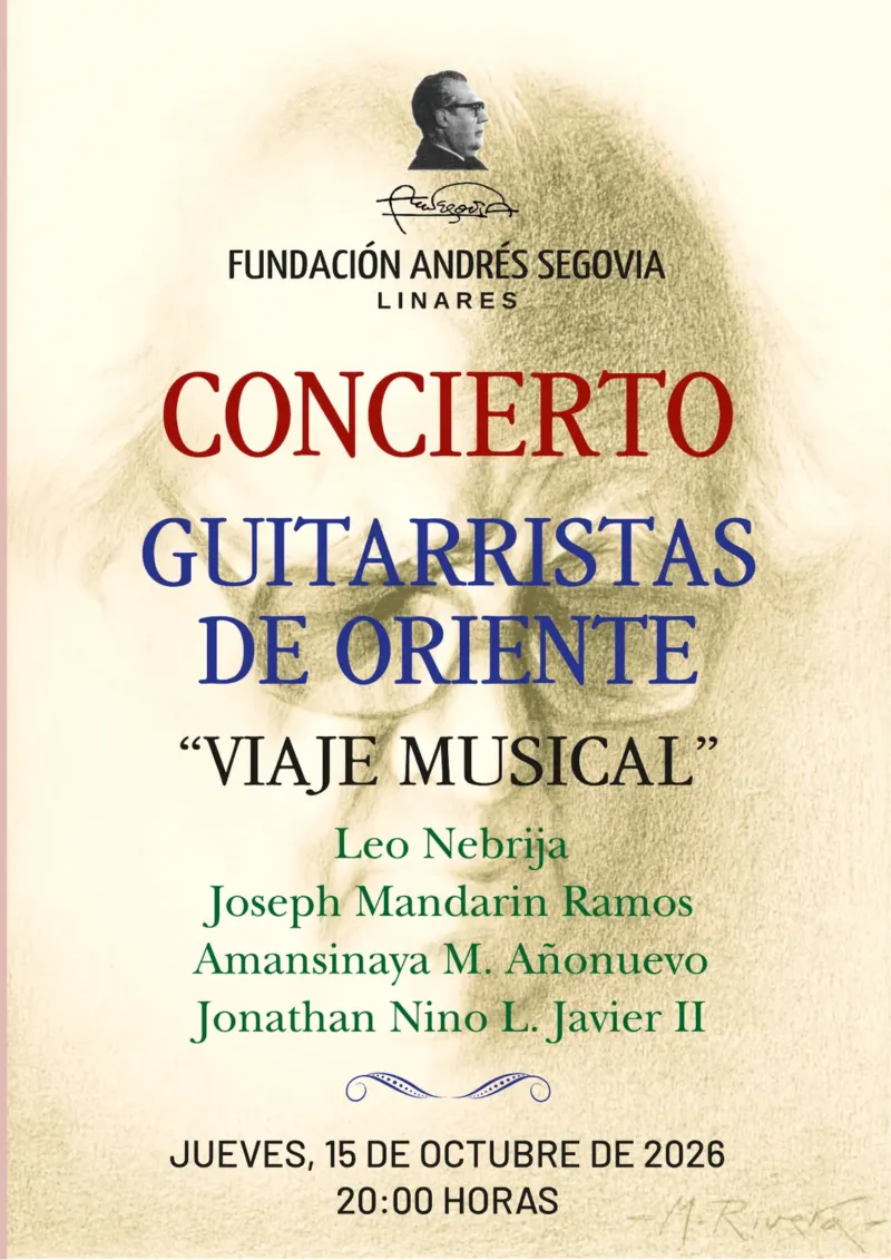 Programa de mano, portada – Guitarristas de Oriente, «Viaje musical», 15 de octubre de 2026
