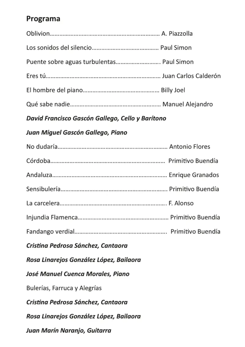 Programa de mano, programa – Concierto Memorial D. Alberto López Poveda, 17 de octubre de 2026
