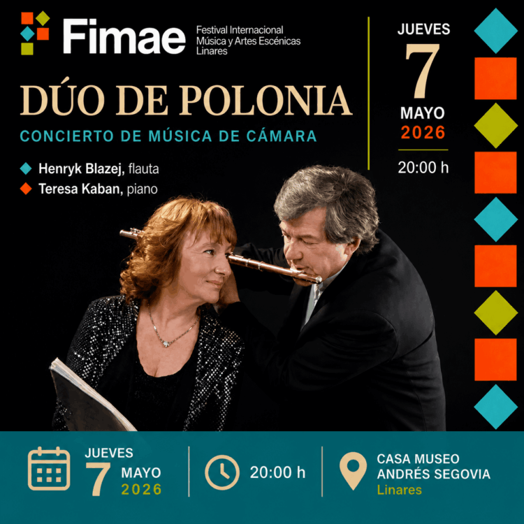 Dúo de Polonia en concierto FIMAE Linares 2026 en la Casa Museo Andrés Segovia