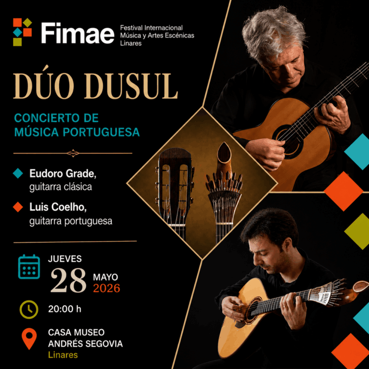 Dúo Dusul de música portuguesa en FIMAE Linares 2026 en la Casa Museo Andrés Segovia