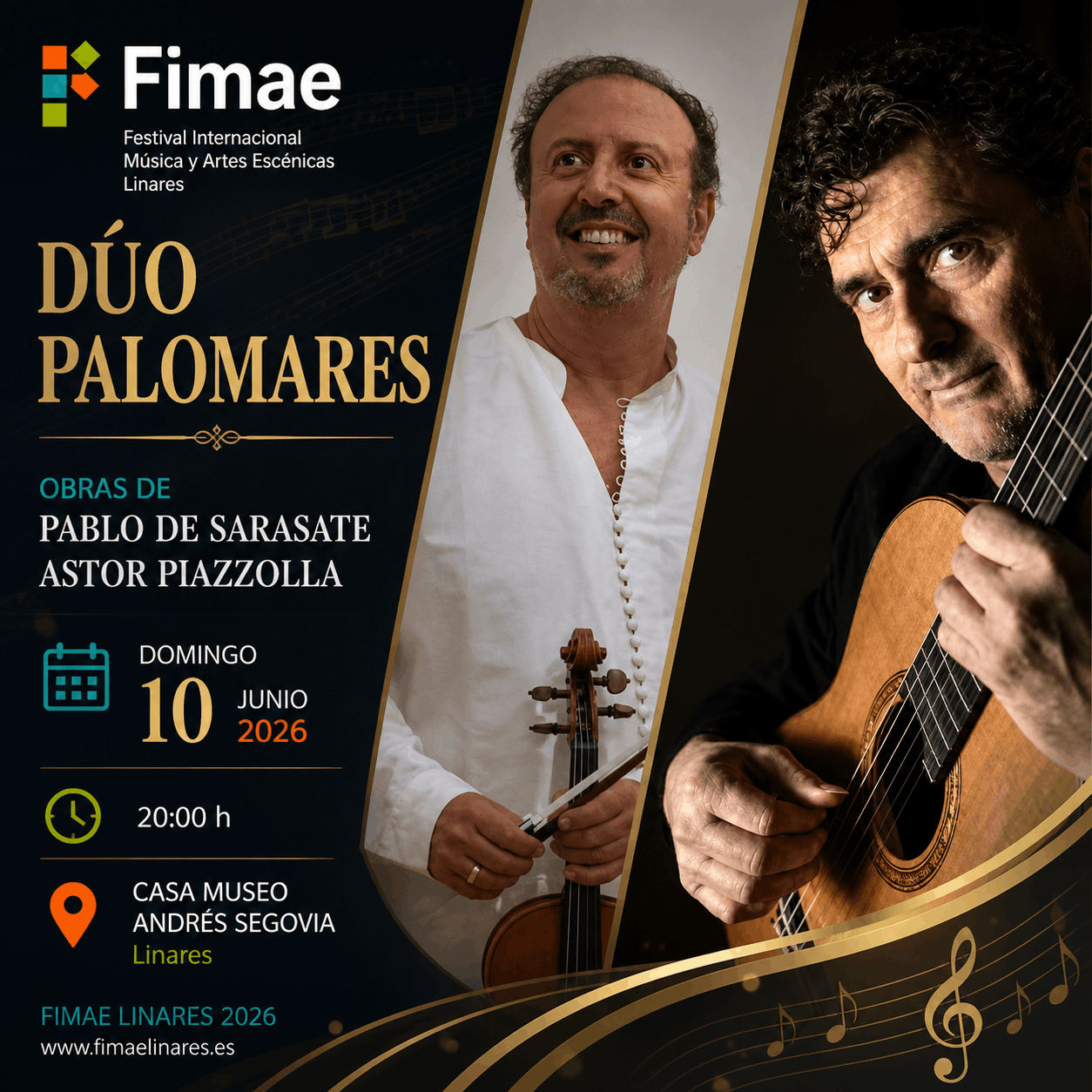Dúo Palomares: de Sarasate a Piazzolla en el FIMAE Linares