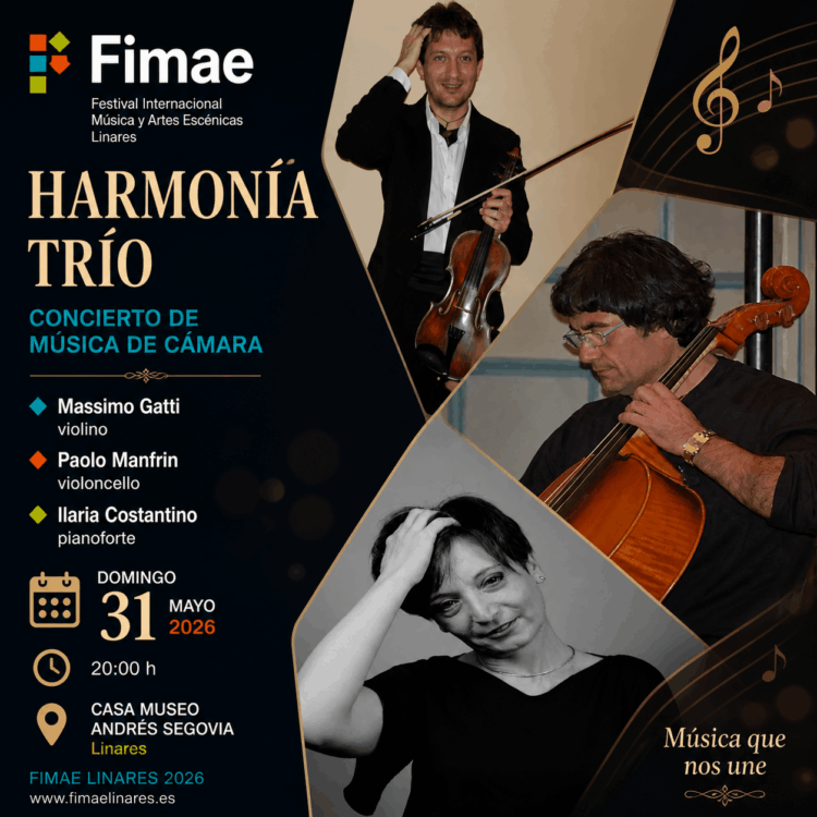 Harmonía Trío en FIMAE Linares 2026 en la Casa Museo Andrés Segovia