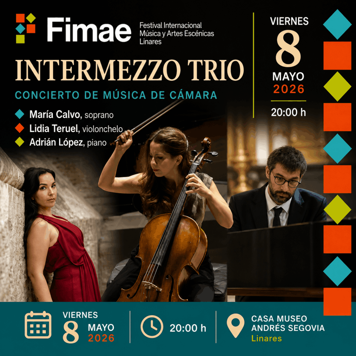 Intermezzo Trio en concierto FIMAE Linares 2026 en la Casa Museo Andrés Segovia