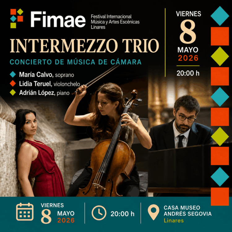Intermezzo Trio en concierto FIMAE Linares 2026 en la Casa Museo Andrés Segovia