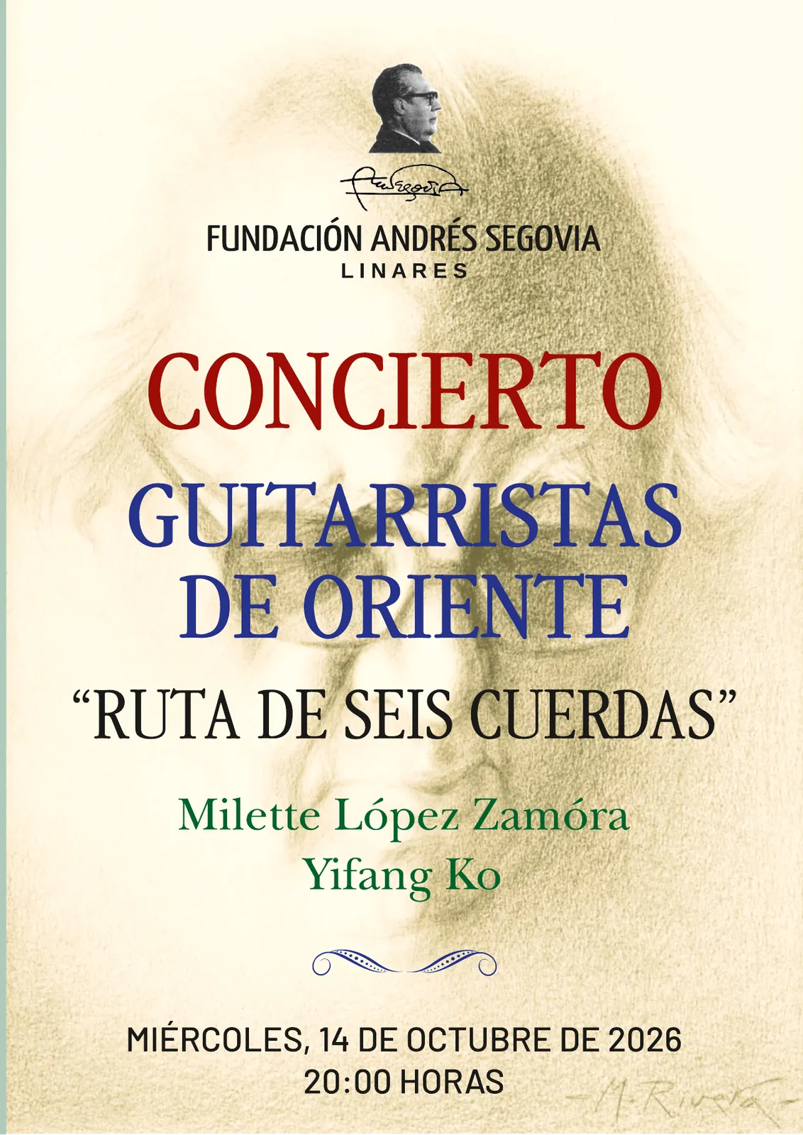 Programa de mano, portada – Guitarristas de Oriente, «Ruta de seis cuerdas», 14 de octubre de 2026