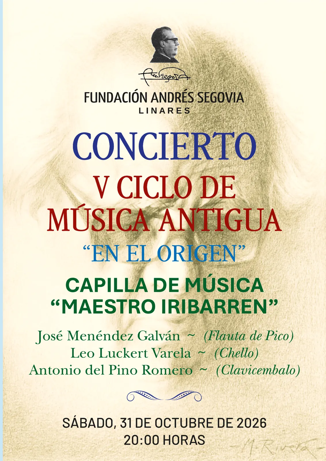 Programa de mano, portada – V Ciclo de Música Antigua, Capilla de Música Maestro Iribarren, 31 de octubre de 2026